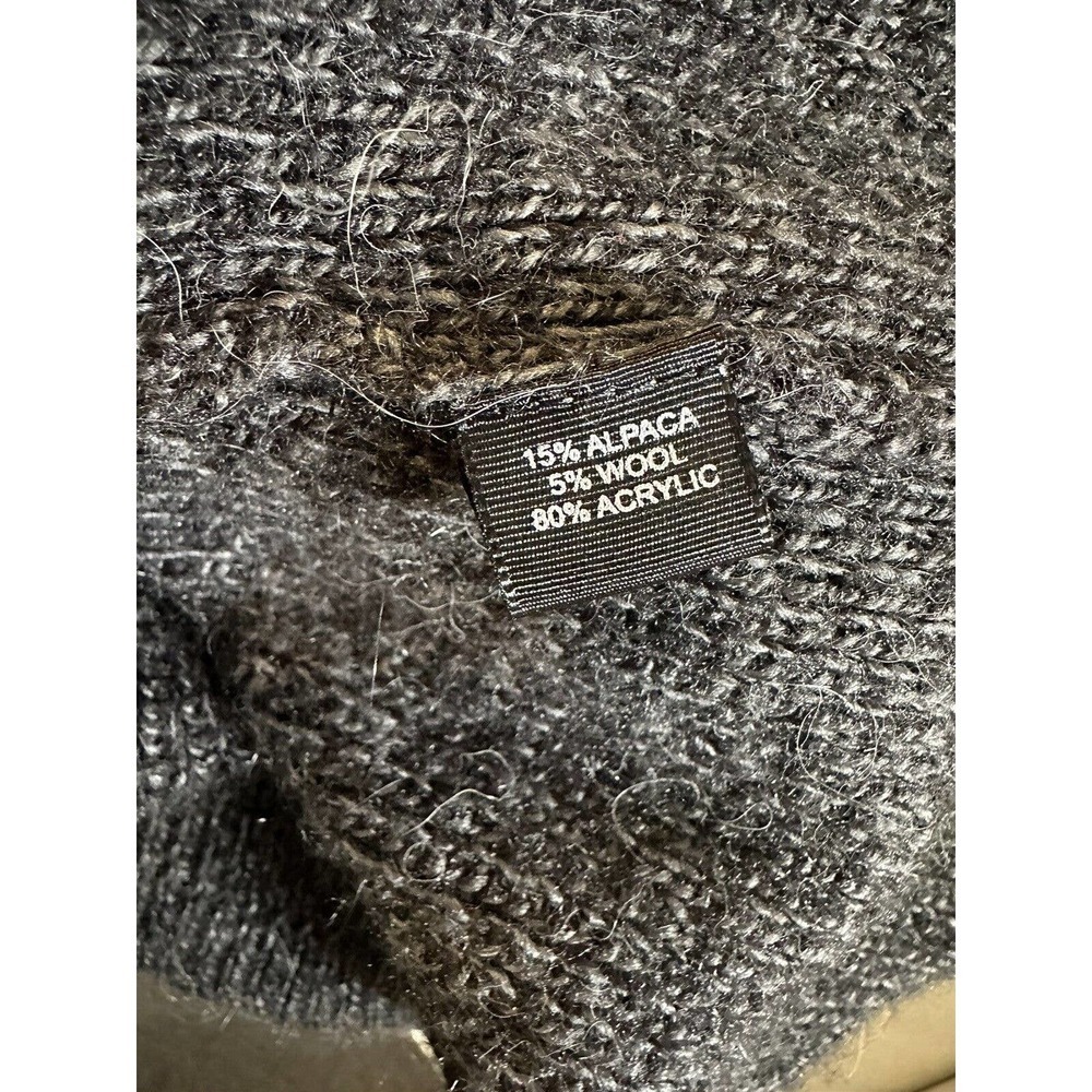 Alpaca Connection Grey Wool Blend Peruvian Shawl Collar Cozy Blanket Cardigan OS - Picture 10 of 12